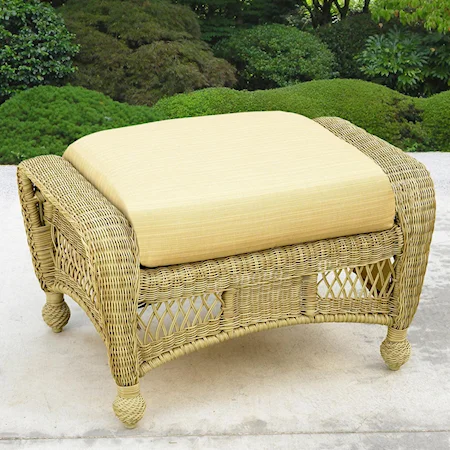 Woven Outdoor Ottoman with Seat Cushion